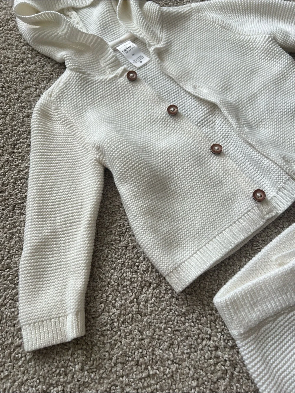 Carter's Cream Knit Hooded Cardigan Set NWOT